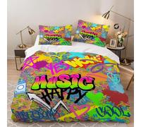 Funda Nórdica 200x200 cm Ideas de Grafiti Niño Chico Adolescente 3 Piezas Ropa de Cama Microfibra Art Funda Edredon con 2 Fundas de Almohada