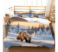 Funda Nórdica 200x200 cm Zorro Niño Chico Adolescente 3 Piezas Ropa de Cama Microfibra Funda Edredon con 2 Fundas de Almohada