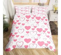 Funda Nordica 220 x 240 Corazón de Amor Blanca Rosa, Ropa de Cama Forma de Corazón Romántico de Microfibra Impresión 3D Funda Edredon 220x240 cm con Cremallera y 2 Fundas de Almohada C-3121