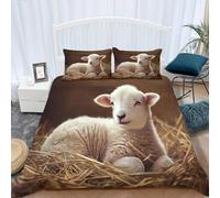 Funda Nordica 220 x 240 Ovejas, Ropa de Cama Animales Lindos de Microfibra Impresión 3D Funda Edredon 220x240 cm con Cremallera y 2 Fundas de Almohada B-3723