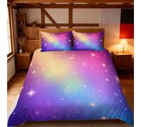 Funda Nórdica 220x240 cm Cielo Estrellado de Fantasia Niño Chico Adolescente 3 Piezas Juego de Ropa de Cama Microfibra Arcoíris Fundas Nordicas con 2 Fundas de Almohada