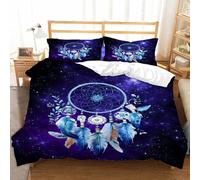 Funda Nórdica 220x240 cm Pluma Atrapasueños Niño Chico Adolescente 3 Piezas Juego de Ropa de Cama Microfibra Místico Fundas Nordicas con 2 Fundas de Almohada
