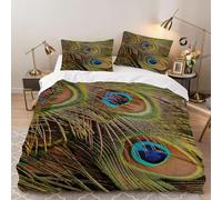 Funda Nórdica 220x240 cm Plumas de Pavo Real Niño Chico Adolescente 3 Piezas Juego de Ropa de Cama Microfibra Simple Fundas Nordicas con 2 Fundas de Almohada