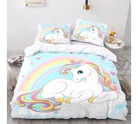 Funda Nordica 220X240 con 2 Fundas De Almohada De 40X75Cm Microfibra Suave Funda Nordica Cama Arcoiris Unicornio 220X240 Cm Funda Nordica Cama 150 Infantil Niño Impresión 3D