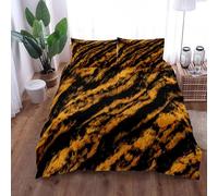 Funda Nórdica 220X240 con Estampado de Tigre Dorado - Juego de Funda Nórdica 220X240 con Estampado de Rayas de Tigre Amarillo y Negro de Safari Africano Abstracto para Niños y Niñas - Juego de Ca