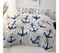 Funda nórdica 230 x 220 cm Juego de Cama Doble para Adultos con Estampado Bichero De Barco Antiguo Juego de Cama de Microfibra con Cierre de Cremallera, Blanco