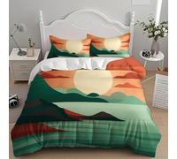 Funda Nordica 240x220 cm Cama 150 - Abstracto Puesta De Sol Costa Microfibra Funda Nórdica y 2 Fundas de Almohada 50x75, MarróN Claro Suave y Cómodo 3 Piezas Adultos Juego de Cama con Cremallera