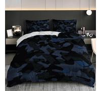 Funda Nordica 240x220 cm Cama 150 - DiseñO de Camuflaje Militar Microfibra Funda Nórdica y 2 Fundas de Almohada 50x75, Marina de Guerra Suave y Cómodo 3 Piezas Adultos Juego de Cama con Cremallera