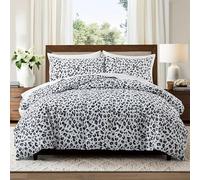 Funda Nórdica 240x220 de Leopardo, Microfibra Negra, Blanca y Gris, con Estampado de Guepardo, con Cremallera y Fundas de Almohada, Juego de Cama Suave con Animales de Safari Africanos para Niñas,