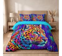 Funda Nórdica 240x220cm,Diseño 3D Salpicaduras de tinta, graffiti, animal, leopardo y Arte pop moderno,Reversible,Cierre de Cremallera,Suave Ropa de Cama de Microfibra, Costura en Forma de U