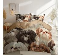 Funda Nórdica 260 Cm X 220 Cm Microfibra Transpirable Juego De Cama Juego De Funda Edredón Mascota Shih Tzu Perro Lindo Incluye 2 Fundas De Almohada Caqui Decorativa Lavable