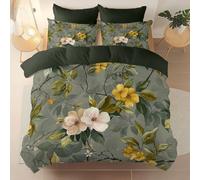 Funda nórdica 3 Piezas Cama 1 Funda de edredón de 220 x 260 cm y 2 Funda de Almohada de 50 x 75 cm,Pintura Al óLeo Floral Elegante Vintage Estampado Funda Nórdica - Verde Oscuro Juego De Cama