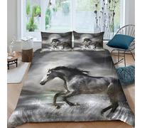 Funda Nórdica 3D Caballo Galopando Microfibra Juego de Ropa de Cama Decoración Dormitorio para Adultos Jóvenes Single（135x200cm）