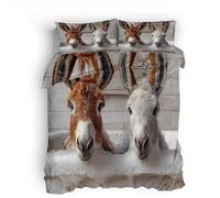 Funda Nórdica 3D Doble Cara Baño De Burro Microfibra Suave Juego de Funda Edredon 155x220 cm + 2 Fundas de Almohada 50x75 con Cremallera Oculta y Banda de Esquina