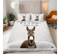 Funda Nórdica 3D Doble Cara Burro Animal Microfibra Suave Juego de Funda Edredon 200x220 cm + 2 Fundas de Almohada 50x75 con Cremallera Oculta y Banda de Esquina