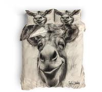 Funda Nórdica 3D Doble Cara Burro De Dibujos Animados Microfibra Suave Juego de Funda Edredon 220x260 cm + 2 Fundas de Almohada 50x75 con Cremallera Oculta y Banda de Esquina