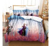 Funda Nórdica 3D Frozen Estampado Juego De Ropa Suave Acogedora Microfibra Fundas Nordicas con Cremallera Y Fundas De Almohada para Niños Y Adultos Ropa De Cama (200x200 cm