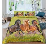 Funda Nórdica 3D Impresa Caballos Galopando Microfibra Suave Decoración Dormitorio Juego de Ropa de Cama Caballo Transpirable para Adultos Hogar Single（140x200cm）
