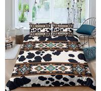 Funda Nórdica 3D Impresa Estilo Boho Piel de Vaca Microfibra Decoración Dormitorio Juego de Cama Occidental Suave Transpirable Single（135x200cm）