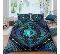 Funda Nórdica 3D Impresión Patrón Celestial Microfibra Decoración Dormitorio Juego de Ropa de Cama Símbolos Galaxia Suave Transpirable para Adultos Jóvenes King（220x240cm）
