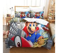 Funda Nórdica 3D Sonic Vs Mario Estampado Juego De Ropa Suave Acogedora Microfibra Fundas Nordicas con Cremallera Y Fundas De Almohada para Niños Y Adultos Ropa De Cama (220x240 cm)