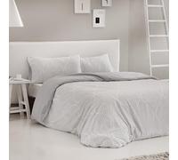 COTTON ARTean Funda Nórdica Cama de 180 Algodón - Poliéster SAJA Gris Funda edredón 260x240 + 2 Fundas de Almohada Cierre con Botones