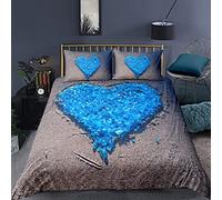 Funda Nórdica A Medida 150X220 Cm Corazón De Cristal De Fantasía Con 2 Fundas De Almohada Juego De Edredón Impreso En 3D Funda De Edredón Niños Adolescentes Microfibra Cierre De Cremallera Adultos Ni