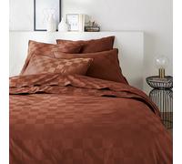 Funda nórdica, algodón satinado, Victor damero. Talla Cama 90cm (140x200cm). Color Caoba