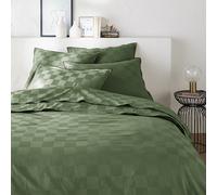 Funda nórdica, algodón satinado, Victor damero. Talla Cama 90cm (140x200cm). Color Verde