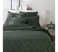 Funda nórdica, algodón satinado, Victor damero. Talla Cama 90cm (140x200cm). Color verde cedro