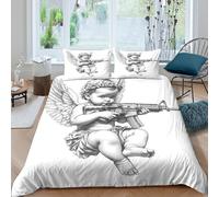 Funda Nórdica Ángel Ilustración Impresión 3D Microfibra Juego de Ropa de Cama Artístico Decoración Dormitorio Regalo para Adultos King（220x240cm）