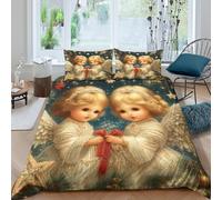 Funda Nórdica Ángel Vintage Impresión 3D Microfibra Decoración Dormitorio Juego de Ropa de Cama Motivo Ángel para Adultos Suave Transpirable Hogar Single（140x200cm）