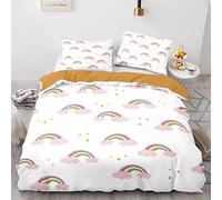 Funda Nordica Arcoiris 135X200Cm Funda Nordica Cama 90 Infantil Poliéster Viene con 2 Fundas De Almohada De 40X75Cm. Antiarrugas Sin Hierro