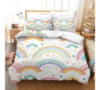 Funda Nórdica Arcoíris Juego De Ropa De Cama 3 Piezas Impresión 3D con Fundas De Almohada,Microfibra Edredon con Cremallera para Niños Y Niñas King(220x240cm)