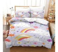 Funda Nórdica Arcoíris Juego De Ropa De Cama 3 Piezas Impresión 3D con Fundas De Almohada,Microfibra Edredon con Cremallera para Niños Y Niñas Single(140x200cm)