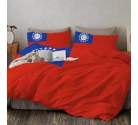 Funda Nordica Bandera de Myanmar Microfibra Suave Ropa de Nacionalismo 2 Pezzi Include 1 Fundas de Edredón 135x200 cm 1 Fundas de Almohada 65x65cm Rojo y Azul