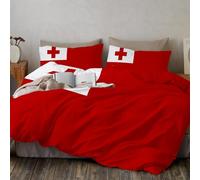 Funda Nordica Bandera de Tonga Microfibra Suave Ropa de Nacionalismo 2 Pezzi Include 1 Fundas de Edredón 135x200 cm 1 Fundas de Almohada 65x65cm Rojo y Blanco