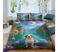Funda Nórdica Bretón Español Juego De Ropa De Cama con Motivo Bretón Lago En 3D Microfibra con Cremallera Y Funda Almohada para Niños Y Niñas King(220x240cm)