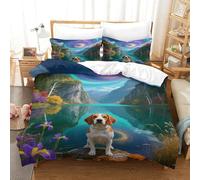 Funda Nórdica Bretón Español Juego De Ropa De Cama Estampado Bretón Lago En 3D Microfibra con Cremallera Y Funda De Almohada para Niños Y Niñas Super King(260x220cm)