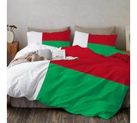 Funda Nórdica Cama 1 Bandera De Madagascar Geométrico Simple Microfibra Suave Ropa De Cama 3 Piezas Fundas Nordicas Rojo Verde Niños Funda Edredon 220X240Cm Y Fundas De Almohada 50X75