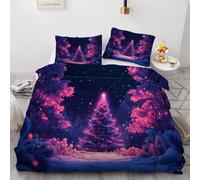 Funda Nórdica Cama 105 Albero Di Natale Funda Edredon 200x200 Microfibra Suave, Ropa de Cama Bosque 3 Piezas - Funda Nordica Albero Di Natale y 2 Funda de Almohada 50x80 con Cremallera