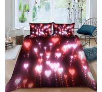 Funda Nordica Cama 105 Amor Fundas de Edredon Doble 200x200 Estampado 3D Amor Romantico Set de Funda Nórdica Microfibra Lindo Corazon Infantil Juvenil Ropa de Cama 3 Piezas a.2535