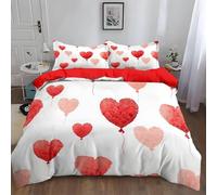 Funda Nordica Cama 105 Amor Romántico, Suave Transpirable Microfibra Ropa de Cama Corazón Reversible Funda Edredon 200x200 cm, 2 x Funda de Almohada 50x75 cm, 3D Funda de Edredón e.7788