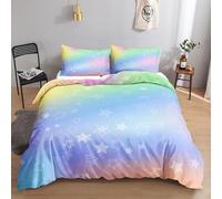 Funda Nordica Cama 105 Arcoíris Funda Edredon Microfibra Ropa de Cama Formas de Estrellas Fundas Nórdicas 200x200 cm con 2 Fundas de Almohada 50x75 cm con Cremallera H.3160