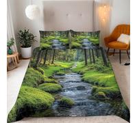 Funda Nordica Cama 105 Arroyo del Bosque Impresión 3D Ropa de Cama Paisaje Natural Suave Microfibra Funda de Edredón 200x200 cm con Cremallera y 2 Fundas De Almohada 50x75 cm n.2943