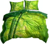 Funda Nordica Cama 105 Bambú Verde, Ropa de Cama Reversible Tema Japonés 3D Microfibra Funda Edredon 200x200 cm y 2 Fundas de Almohada con Cremallera 3 Piezas 2309-ABC