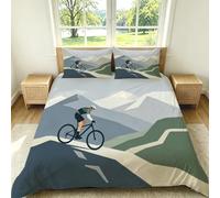 Funda Nordica Cama 105 Bicicleta de Montaña Geometría Minimalista Funda Edredon Microfibra Suave 3D Juego de Ropa de Cama Gris Claro Funda Nordica 180x220 y 2 Fundas de Almohada 50x75 cm G-308