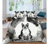 Funda Nordica Cama 105 Boston Terrier Impresión 3D Ropa de Cama Cachorrito Lindo Suave Microfibra Funda de Edredón 200x200 cm con Cremallera y 2 Fundas De Almohada 50x75 cm n.717