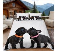 Funda Nordica Cama 105 Bulldog Francés 3D Fundas Nordicas Perro Bonito 3pcs Ropa de Cama Microfibra Suave Funda Nordica 200x200 y 2 Funda de Almohada 50x80 cm