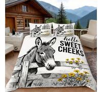 Funda Nordica Cama 105 Burro 3D Fundas Nordicas Mirada Campestre 3pcs Ropa de Cama Microfibra Suave Funda Nordica 200x200 y 2 Funda de Almohada 50x80 cm
